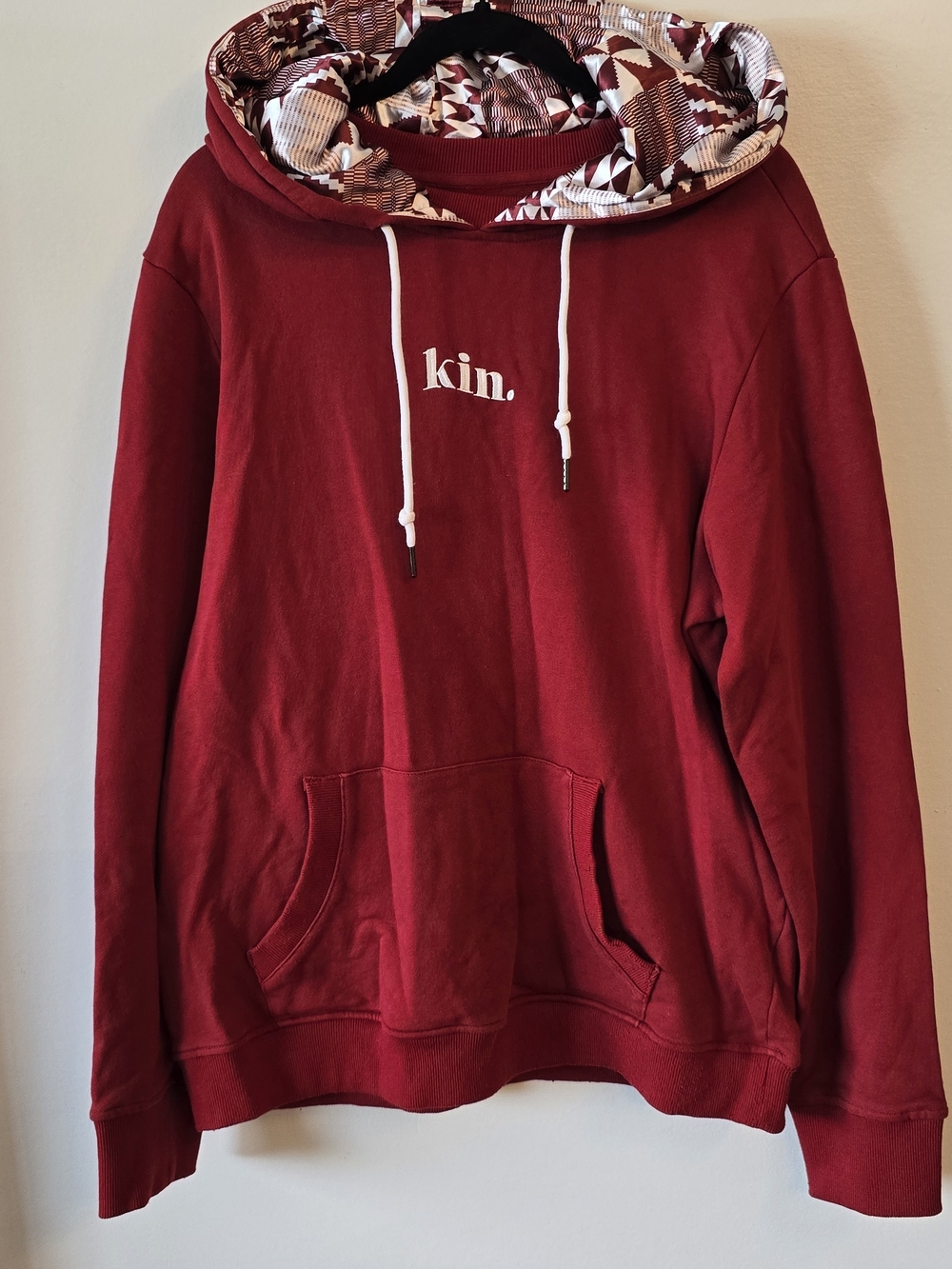 Kin Red Pullover Hoodie With Satin Hood